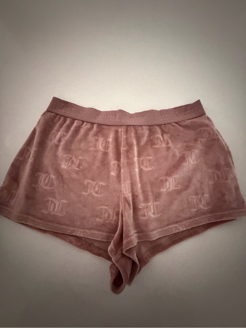 Juicy Couture Monogram Plush Shorts - Rose Taupe